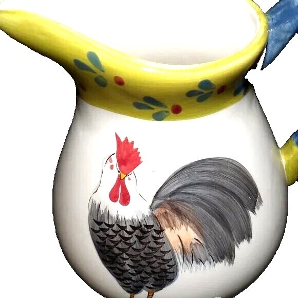 Milson & Louis Rooster Pitcher Ceramic NWOT Colorful Chicken Rare Hand painted - Picture 1 of 8